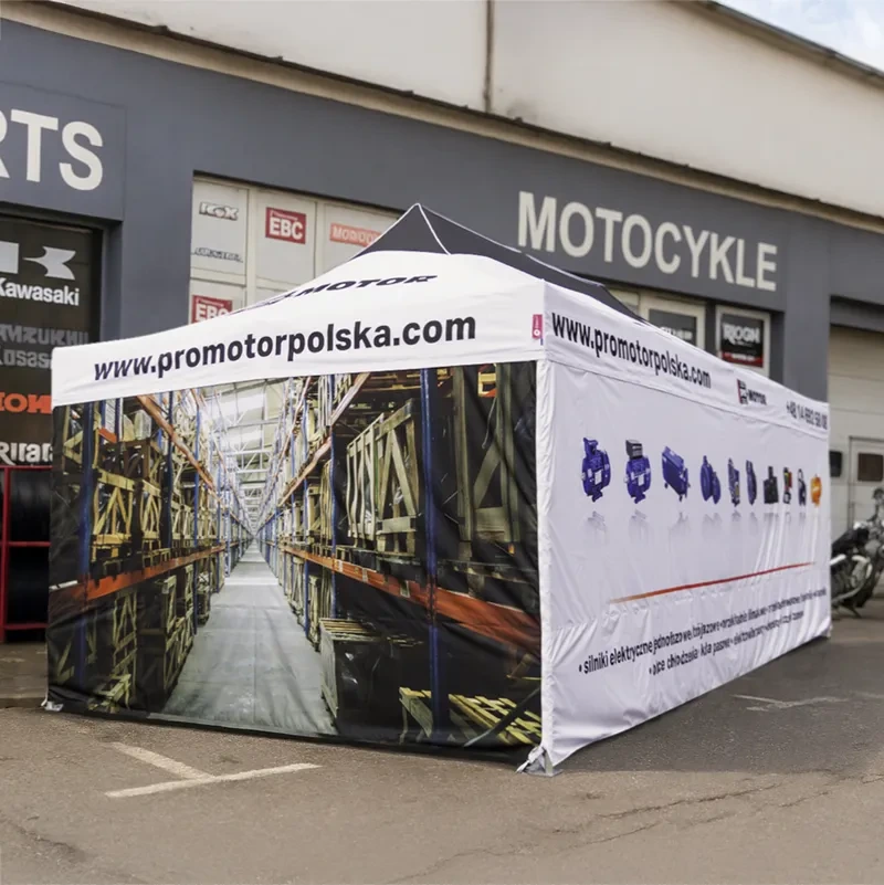 Egyedi nyomtatott összecsukható reklámsátor 4×8 Prémium PRO